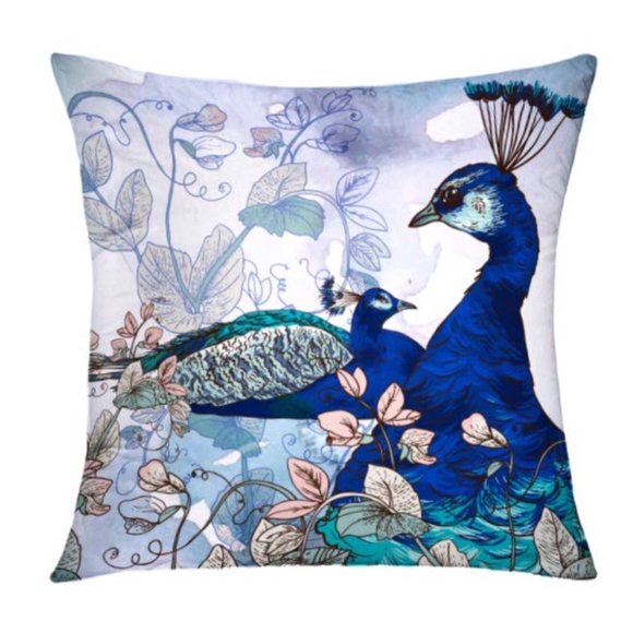 Set Of 4 Colorful Peacock 17" Throw Pillow Cases - Picture 6 of 7